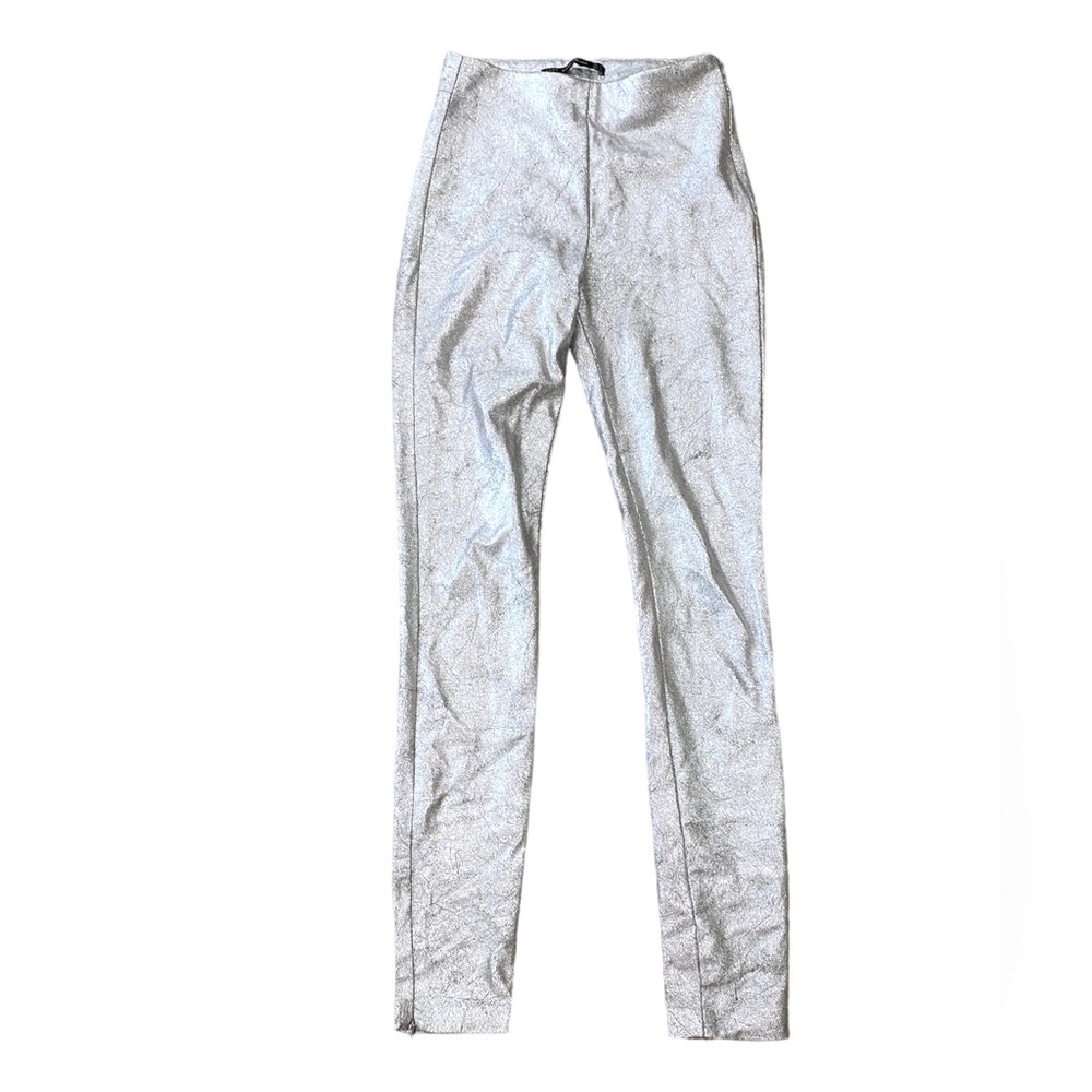 Zara distressed suede metallic leggings size Xs
